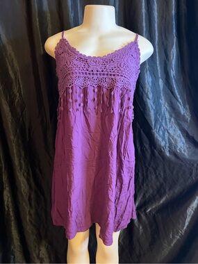 Purple Crochet-Detail Spaghetti Strap Women's Top